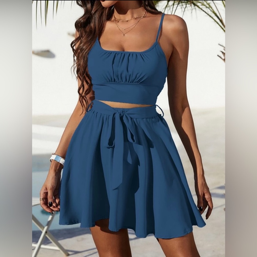 Rushed Bust Cami Top and Skirt Set